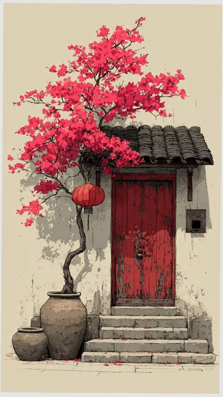 Tableaux décoratifs Maroc : La Porte Rouge Chinoise – Art Mural Luxe