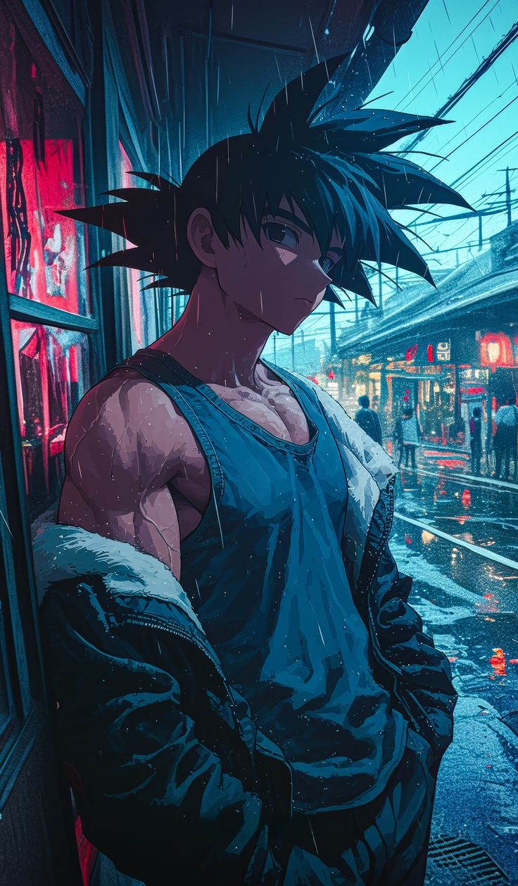 Guerrier des rues pluvieuses – Impression d'art animée