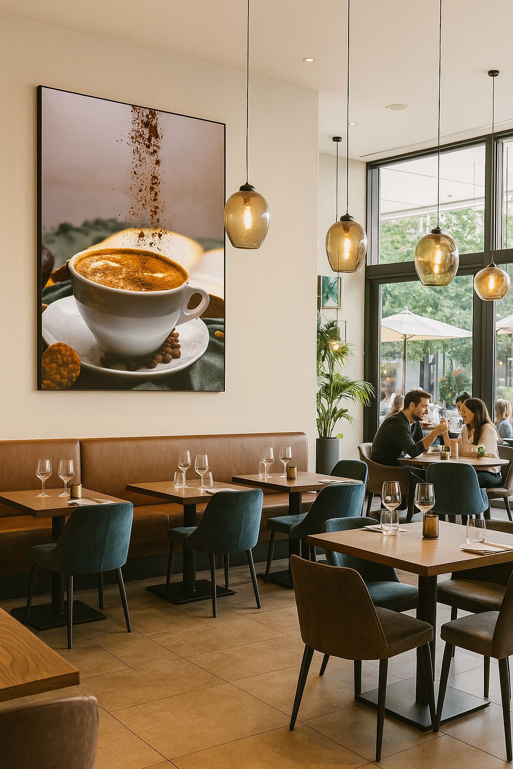 Impression d'art sur le café | Latte saupoudré de cannelle avec livre et biscuits