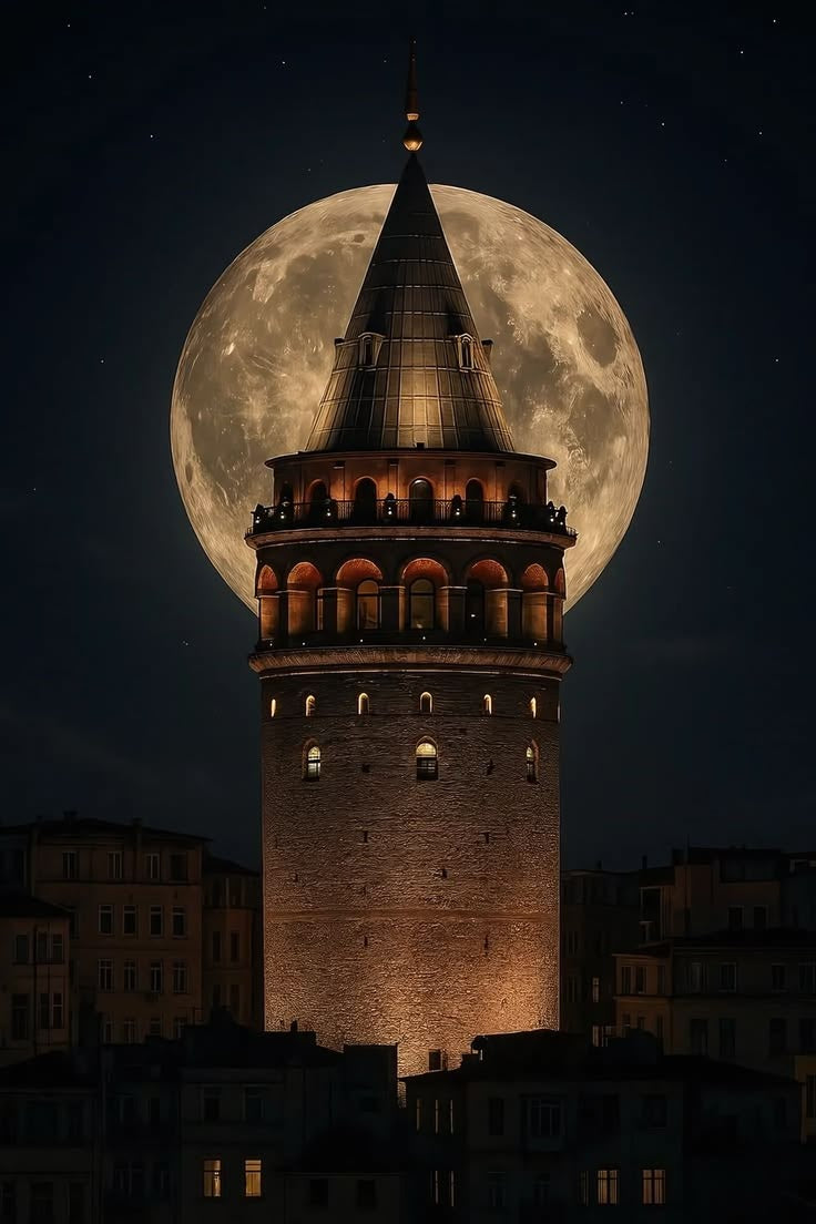 Tableaux décoratifs maroc: Moonlit Galata Tower