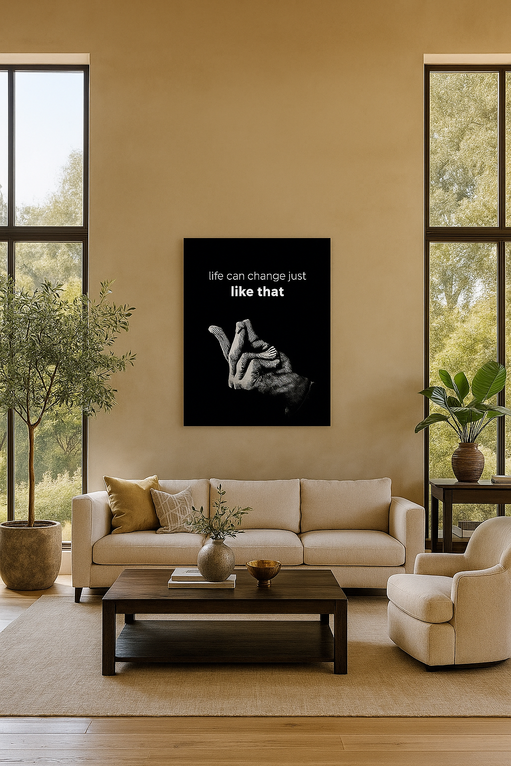 Life Can Change Just Like That: Motivational Art Print | Empowering Quote
