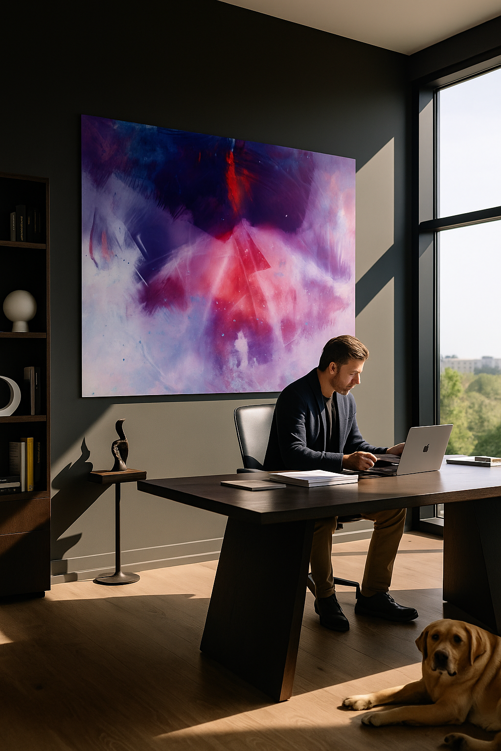 Impression d'art abstrait | Art mural moderne rouge, violet et bleu