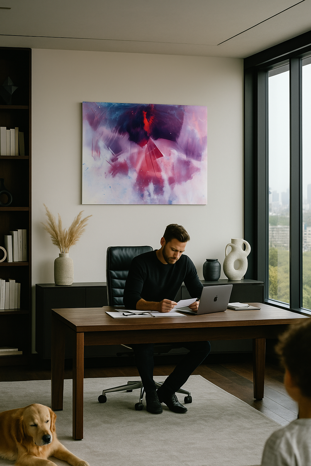 Impression d'art abstrait | Art mural moderne rouge, violet et bleu