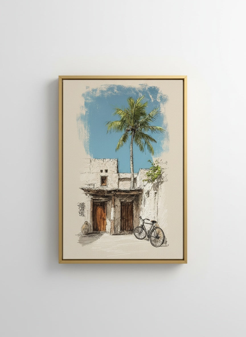 Tableaux décoratifs Maroc: Vieille Maison et Palmier, Vue Cinématique