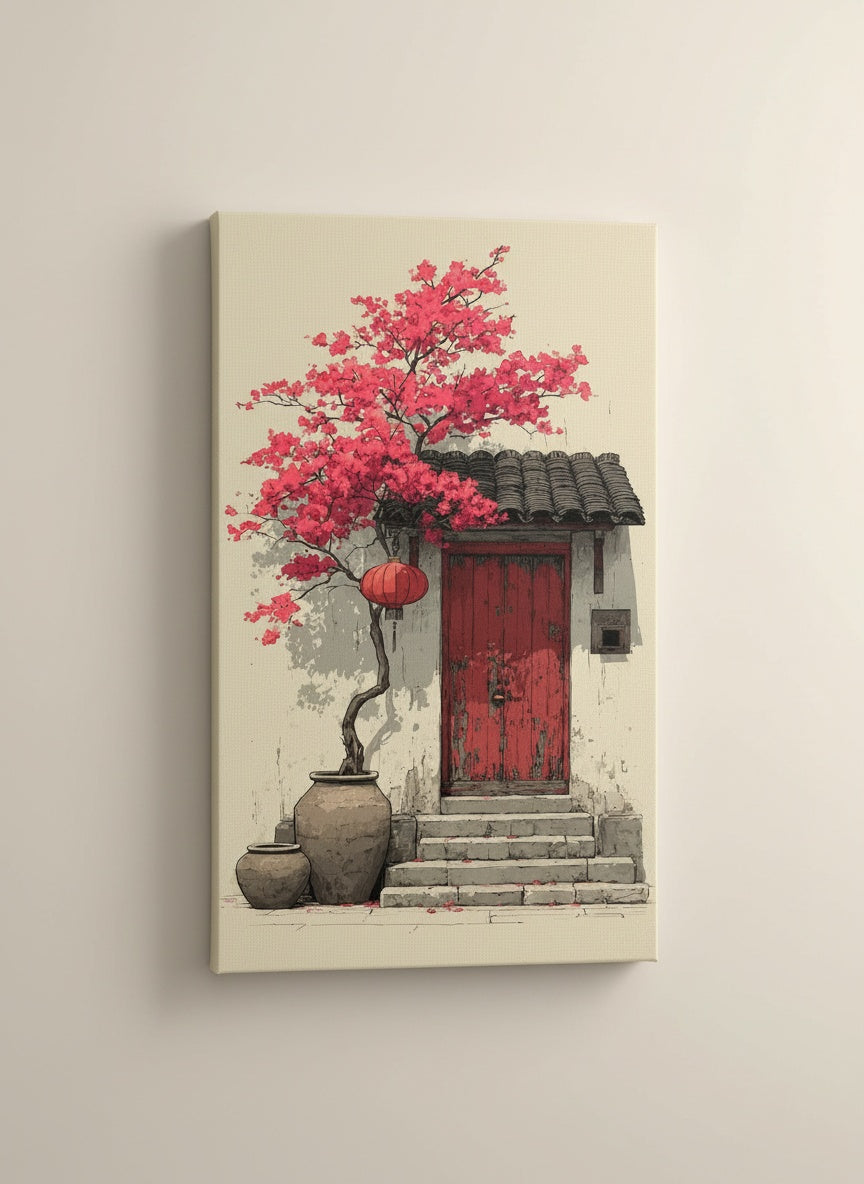 Tableaux décoratifs Maroc : La Porte Rouge Chinoise – Art Mural Luxe