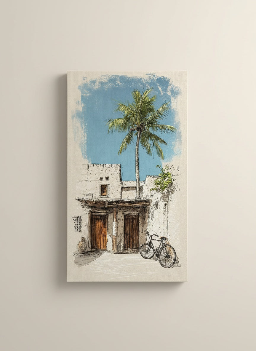 Tableaux décoratifs Maroc: Vieille Maison et Palmier, Vue Cinématique