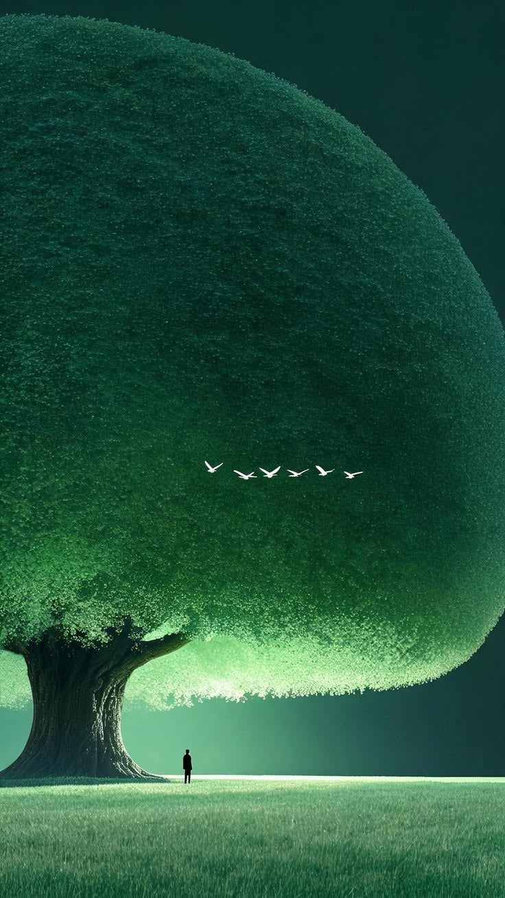 Tableaux Décoratifs Maroc : L'Homme-Arbre Géant aux Oiseaux Verts