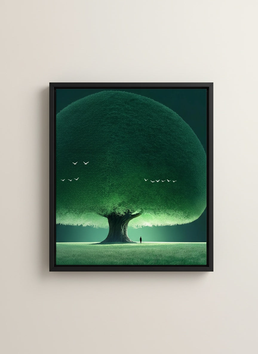 Tableaux Décoratifs Maroc : L'Homme-Arbre Géant aux Oiseaux Verts