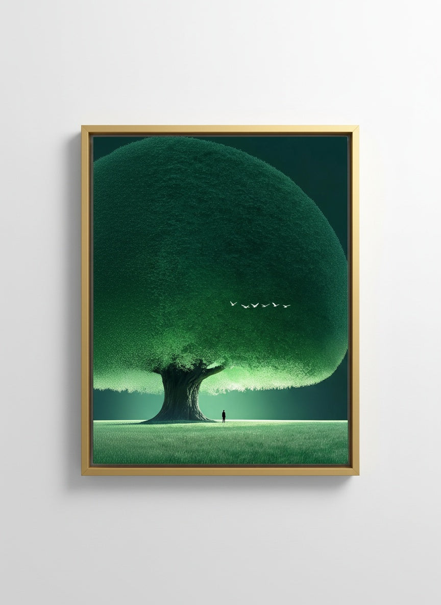 Tableaux Décoratifs Maroc : L'Homme-Arbre Géant aux Oiseaux Verts