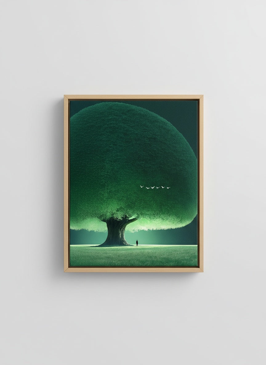 Tableaux Décoratifs Maroc : L'Homme-Arbre Géant aux Oiseaux Verts