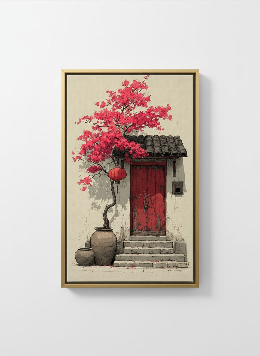 Tableaux décoratifs Maroc : La Porte Rouge Chinoise – Art Mural Luxe