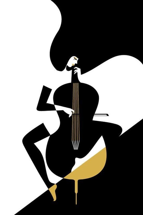 « Abstraction musicale » – Impression d'art moderne pour violoncelle 