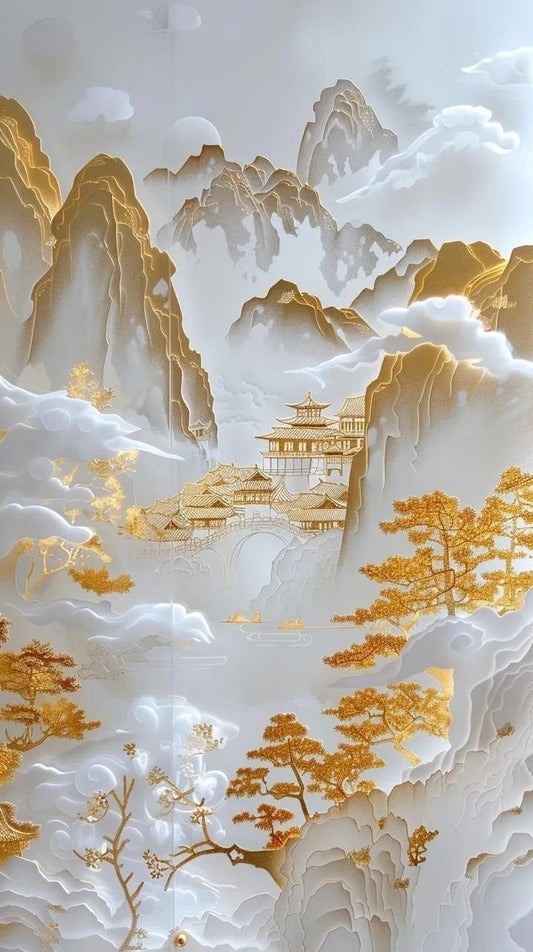 Paysage Doré - Tableau Mural Éthéré | Maroccinoo