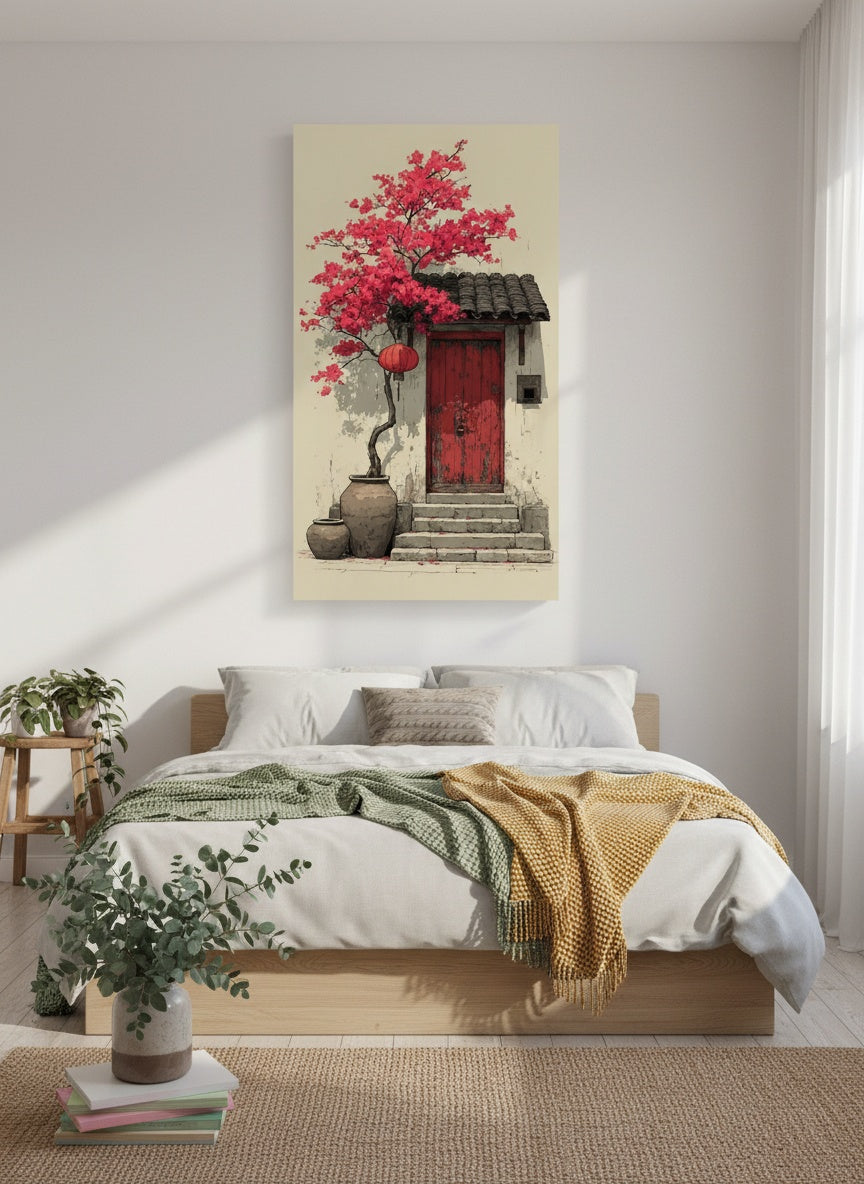 Tableaux décoratifs Maroc : La Porte Rouge Chinoise – Art Mural Luxe