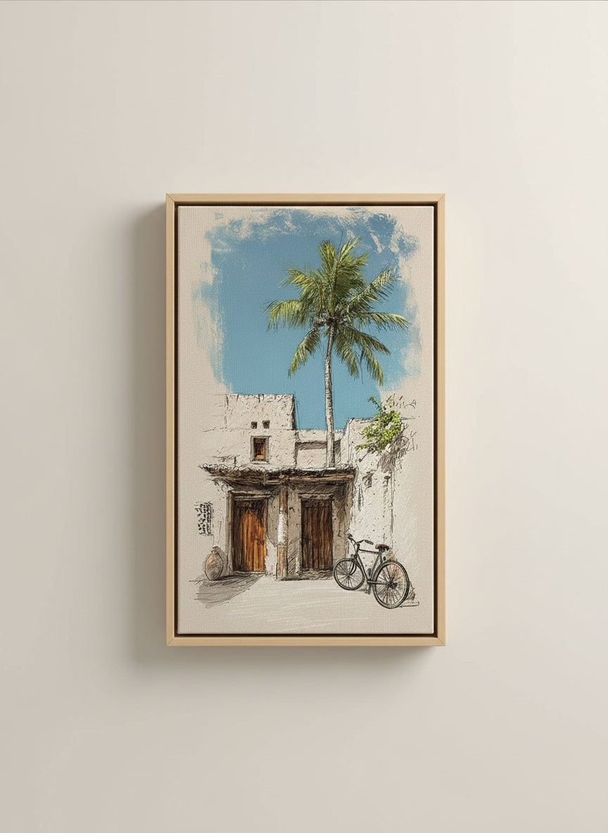 Tableaux décoratifs Maroc: Vieille Maison et Palmier, Vue Cinématique