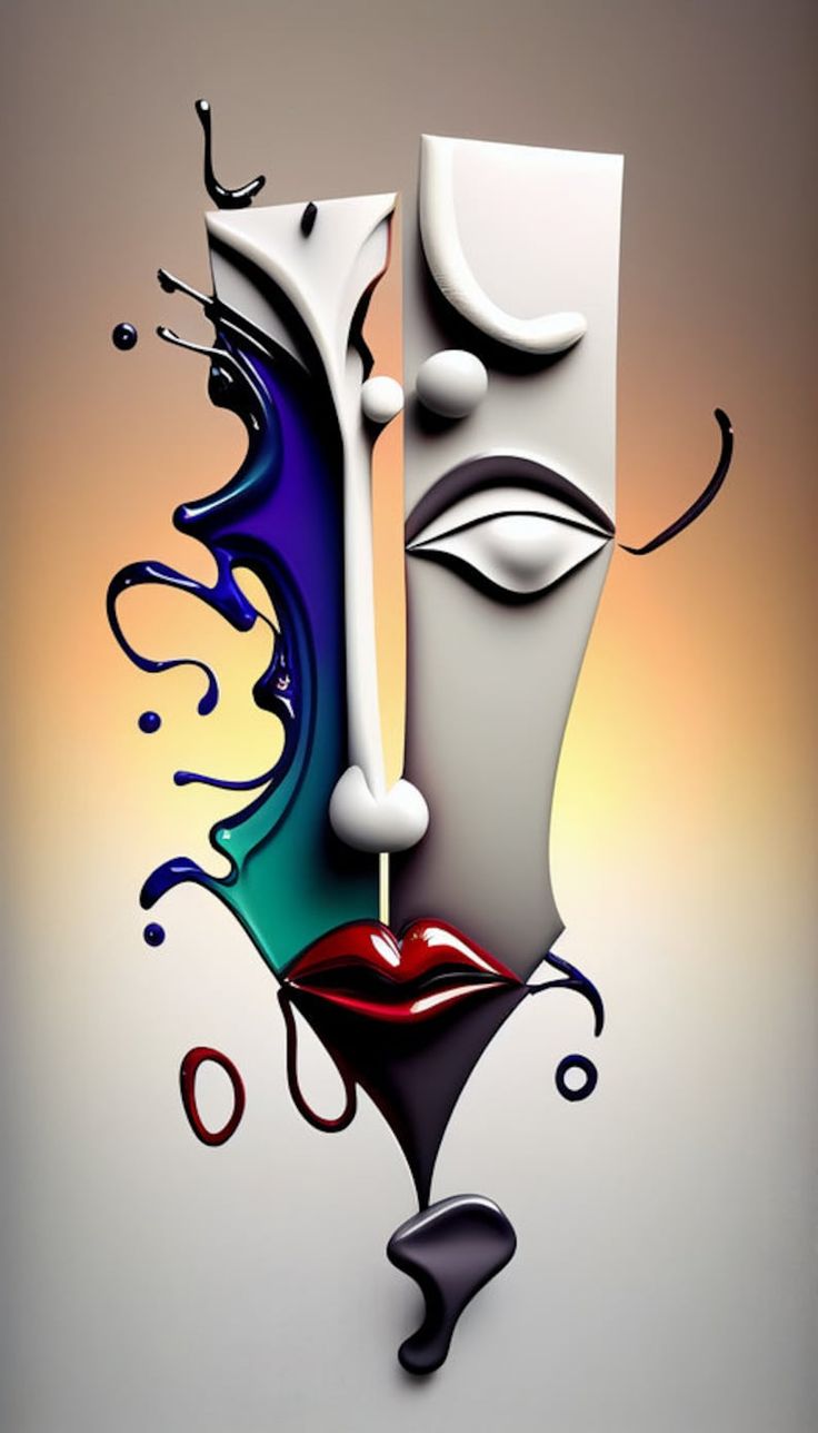 « Liquid Emotion » – Impression d'art abstrait surréaliste représentant un visage 