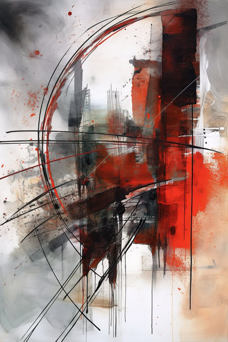 « Urban Abstract » – Impression d'art abstrait moderne rouge et noir 