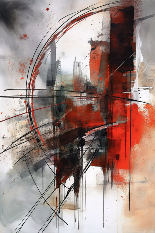 « Urban Abstract » – Impression d'art abstrait moderne rouge et noir 
