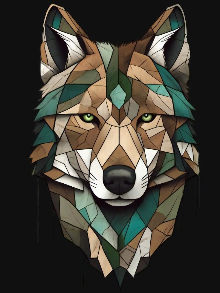 Loup géométrique | Portrait animalier low-poly