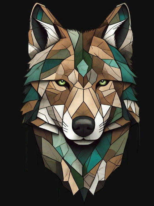 Loup géométrique | Portrait animalier low-poly