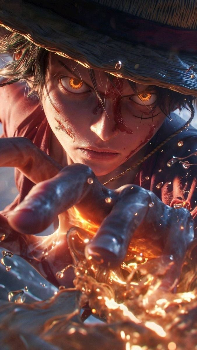 قوة الإرادة النارية - لوحة فنية من الأنمي المكثف على قماش
