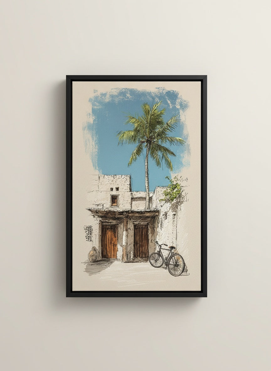 Tableaux décoratifs Maroc: Vieille Maison et Palmier, Vue Cinématique