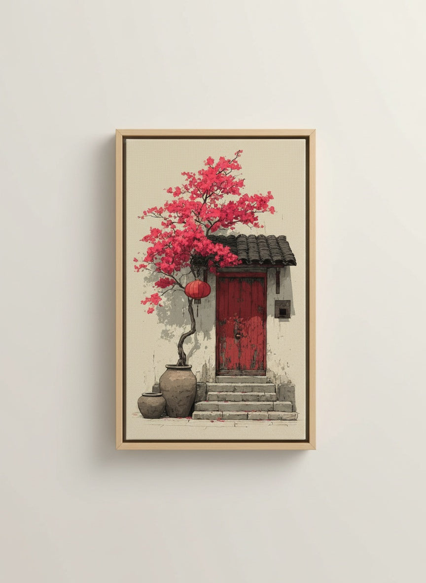 Tableaux décoratifs Maroc : La Porte Rouge Chinoise – Art Mural Luxe