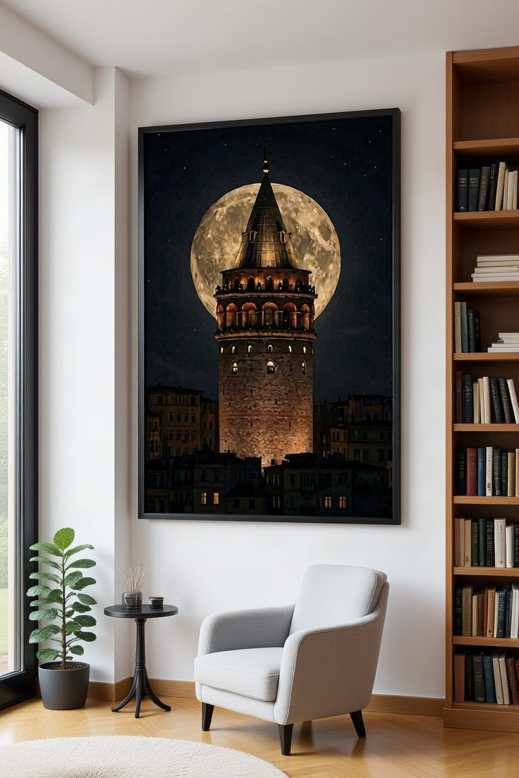 Tableaux décoratifs maroc: Moonlit Galata Tower