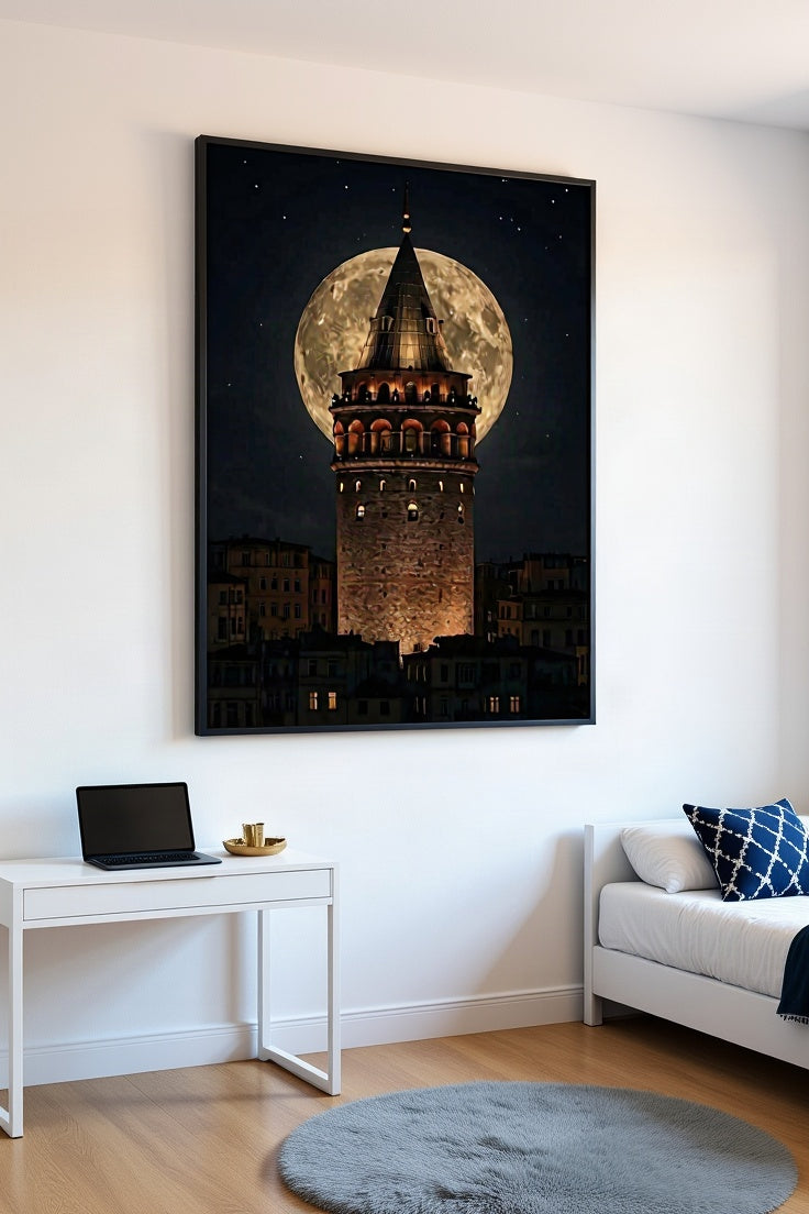 Tableaux décoratifs maroc: Moonlit Galata Tower