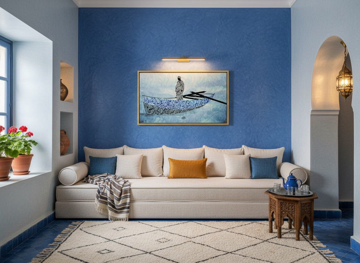 Tableaux décoratifs Maroc: Calligraphie Élégante d'une Personne en Barque