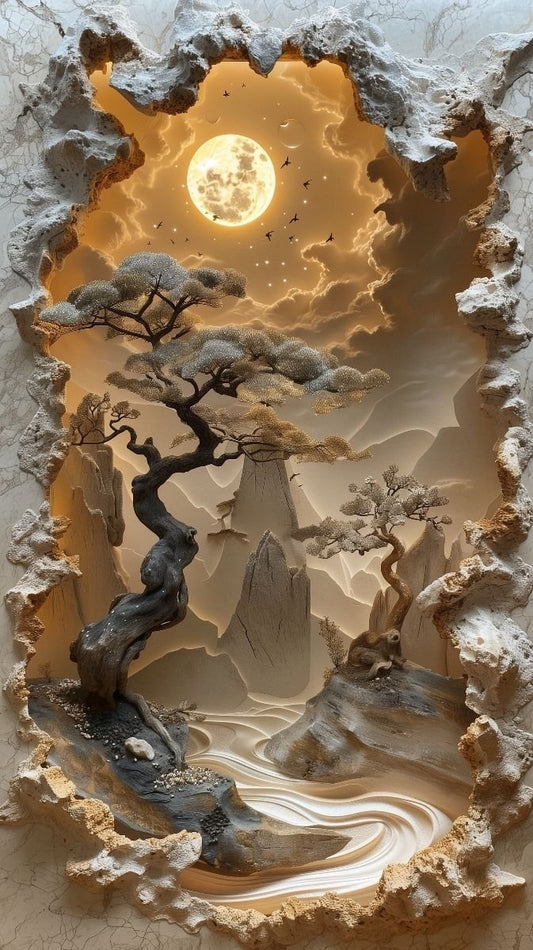 Tableau Sculptural - Évasion Lunaire | Maroccinoo