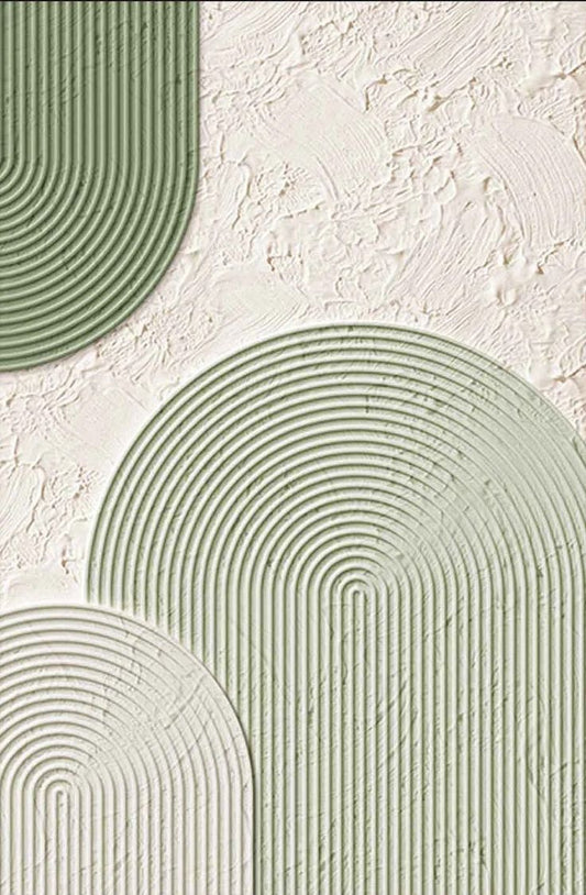 Harmonie terrestre : Impression d'art abstrait texturé vert et crème | Minimalisme organique