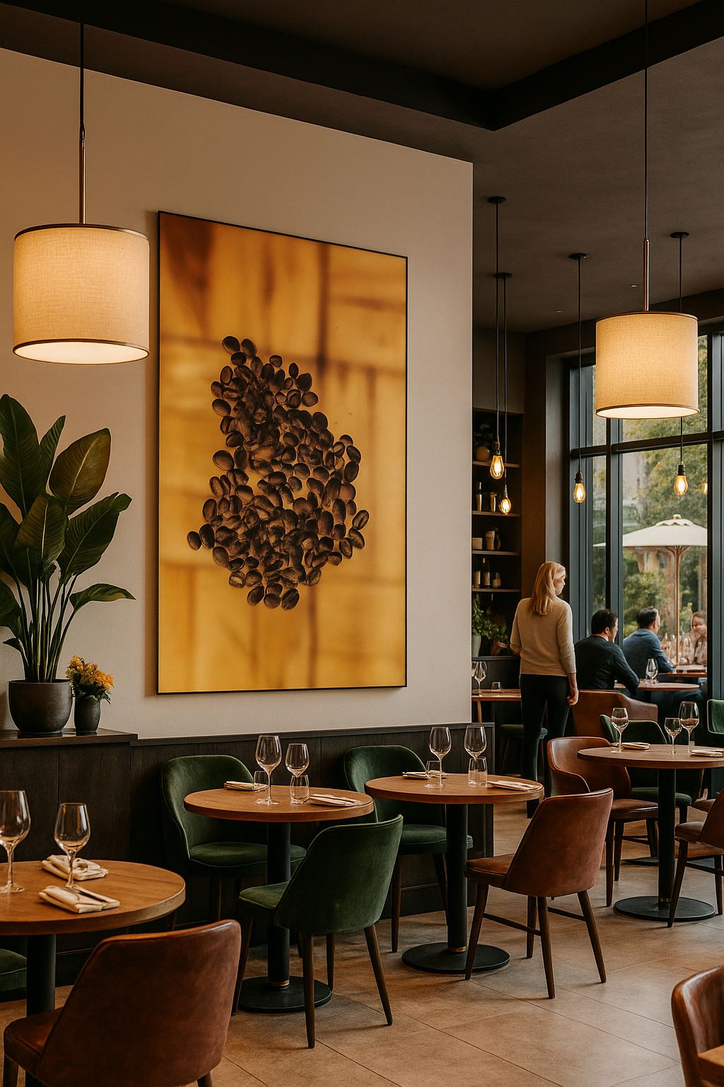 Amour du café : Impression artistique de grains de café en forme de cœur | Chaleureux et accueillant