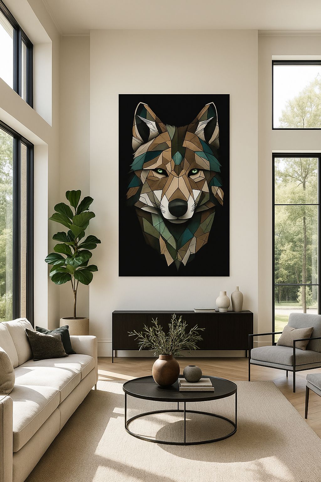 Loup géométrique | Portrait animalier low-poly