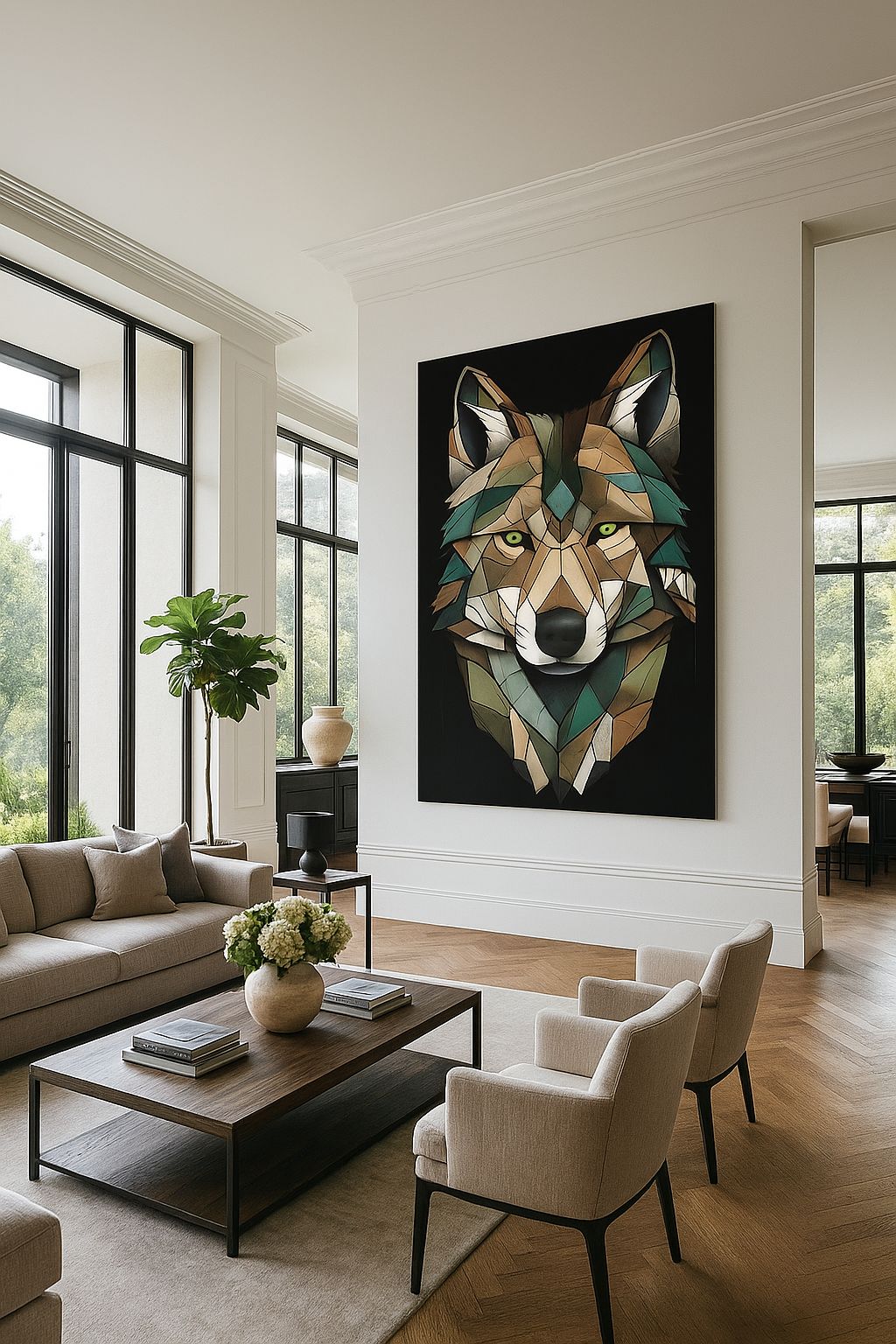 Loup géométrique | Portrait animalier low-poly