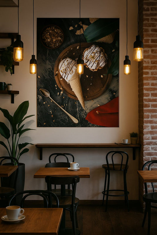 Tableaux Décoratifs Maroc: 'Ice Cream avec Fils de Chocolat'