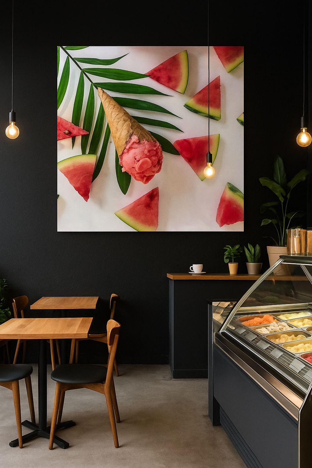 Watermelon flavored ice cream