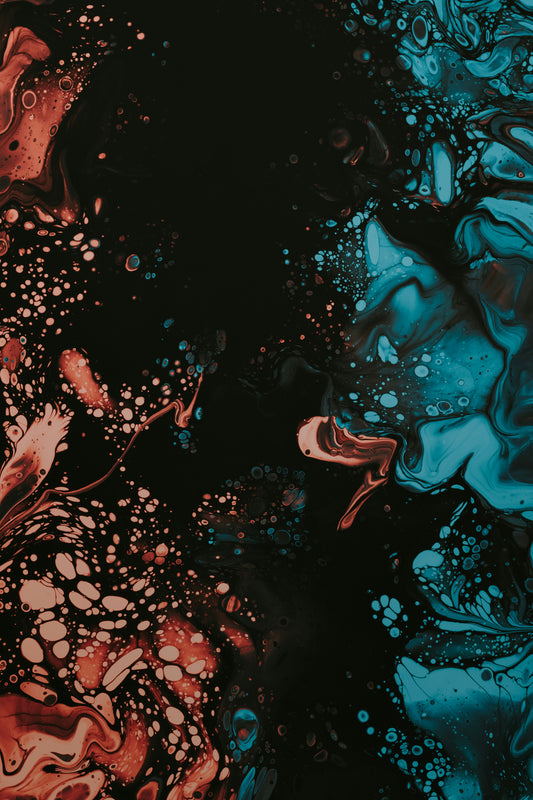 Dualité vibrante : Impression d'art fluide abstrait | Harmonie rouge et bleu